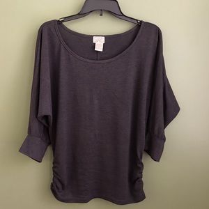 Eyelash Couture Gray Shirt with Ruched sides